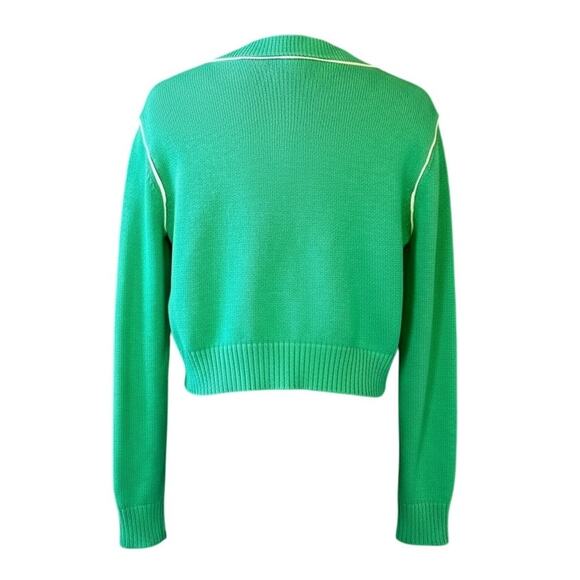 CAbi Wallis Kelly Green Cropped Cardigan Pearl Rhinestone Buttons Small - Picture 2 of 6